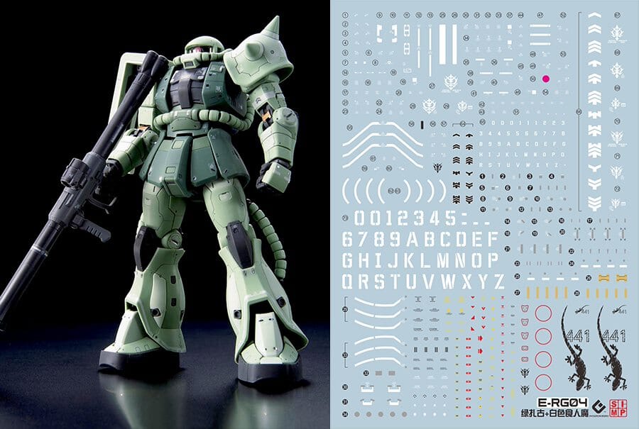 C09 RG Zaku II Green and White Ogre Decal Sheet USA Gundam Store