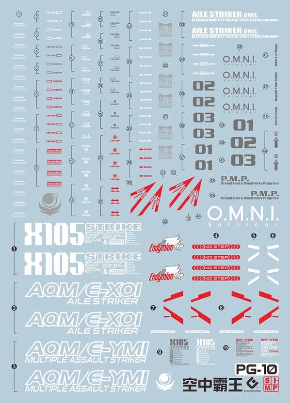 D29 PG Aile Striker for Strike Gundam Decal Sheet