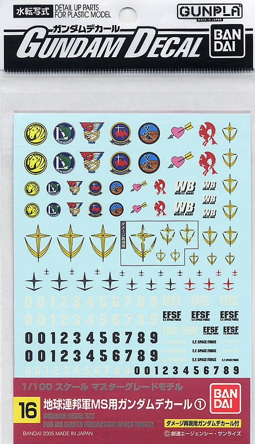 Gundam Decal No.16 MG EFSF Multiuse Decal Sheets