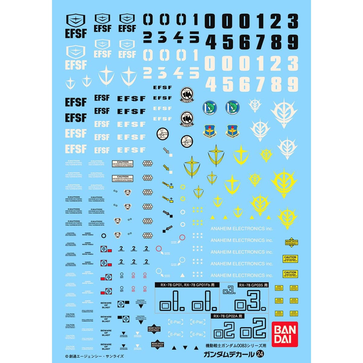 Gundam Decal No.24 Mobile Suit Gundam 0083 Stardust Memory Multiuse Decal Sheet