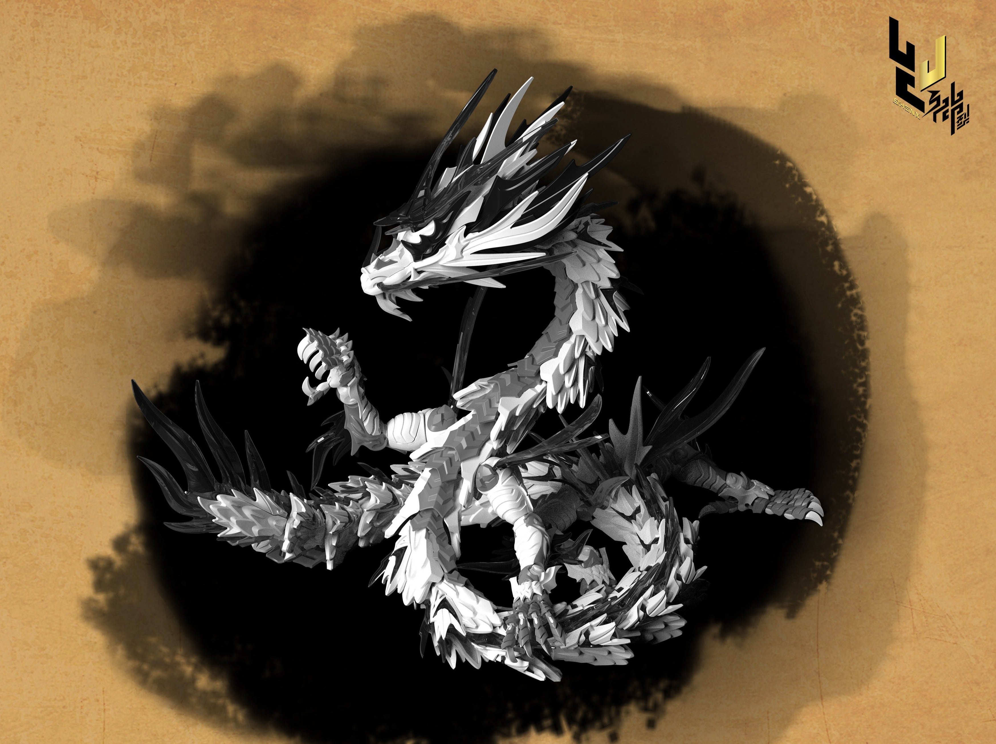 Classic Of Mountains And Seas The pale dragon (Black and White)Shenxing Technology Plastic Model Kit