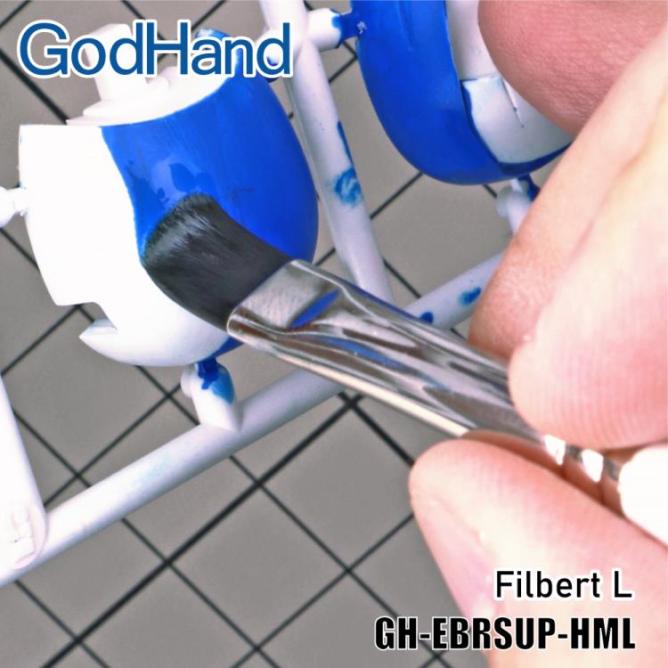 GodHand EBRSUP-HML Brushwork Softest Hobby Filbert Paint Brush Long w/ Cap