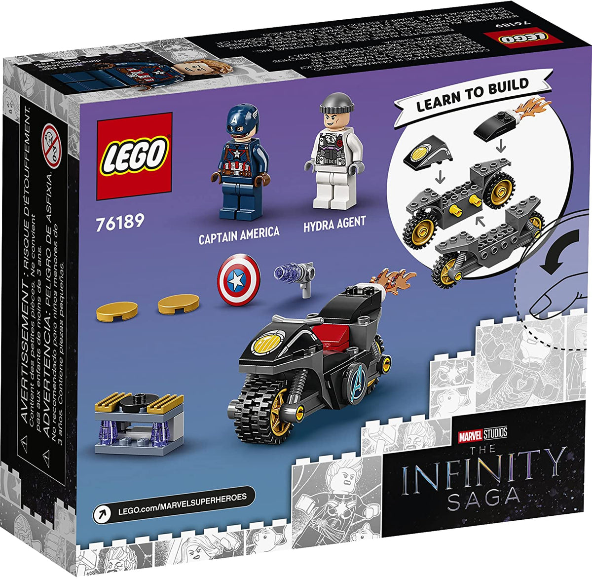 LEGO Marvel Captain America and Hydra Face-Off 76189 Collectible Building Kit; Captain America and Motorcycle Set