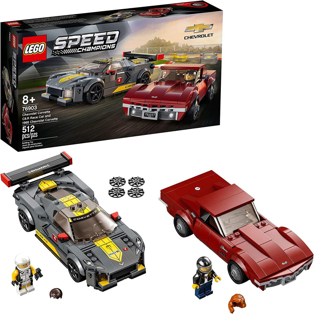 LEGO Speed Champions Chevrolet Corvette C8.R Race Car and 1968 Chevrolet Corvette 76903 Building Kit