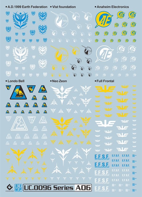 A06 UC0096 Insignias Decal Sheet