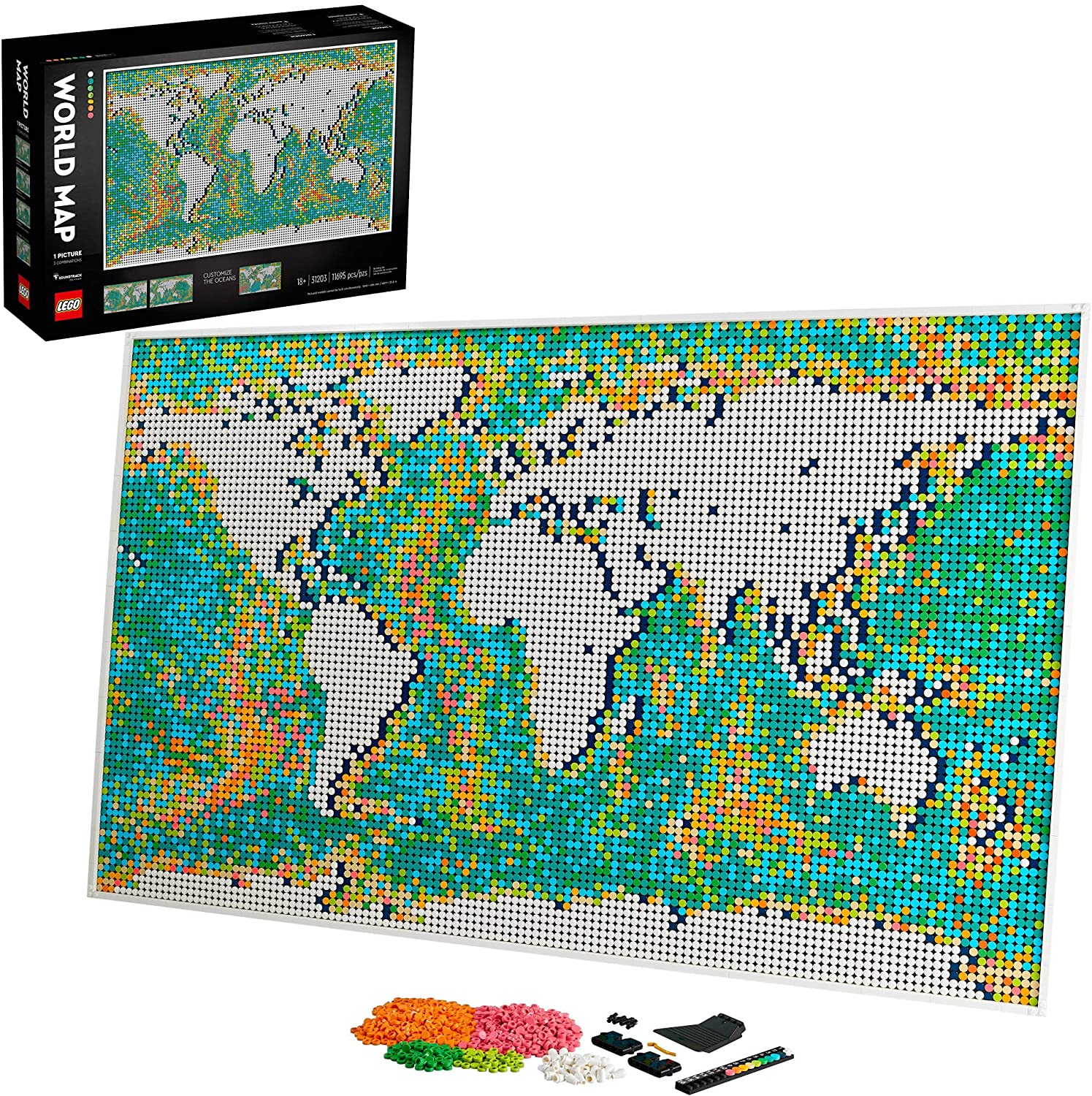 LEGO Art World Map 31203 Building Kit; Meaningful, Collectible Wall Art for DIY and Map Enthusiasts