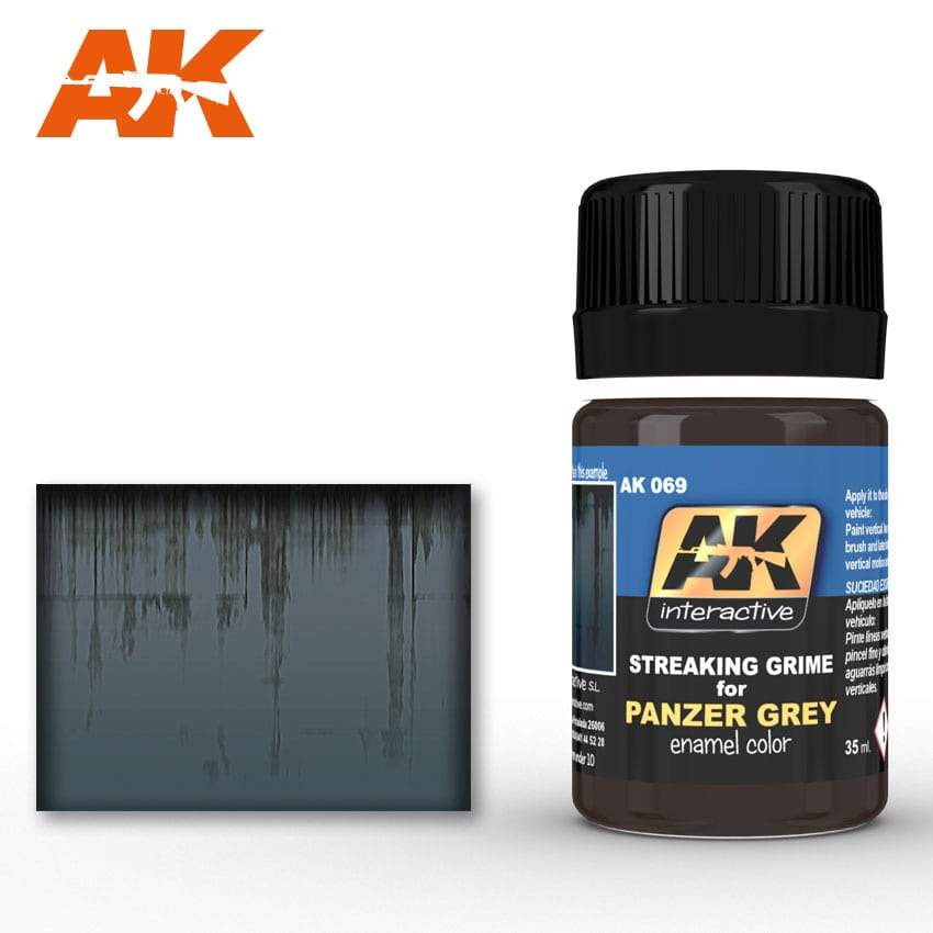 AK Interactive Panzer Grey Streaking Grime Enamel Paint 35ml  Bottle