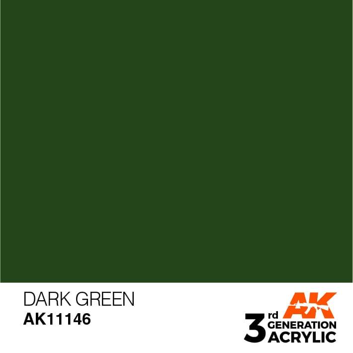 AK Interactive Dark Green 3G Acrylic Paint 17ml Bottle