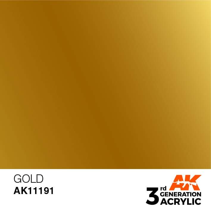 AK Interactive Gold Metallic 3G Acrylic Paint 17ml Bottle