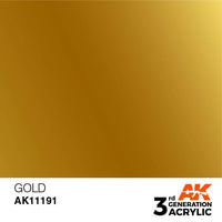 AK Interactive Gold Metallic 3G Acrylic Paint 17ml Bottle
