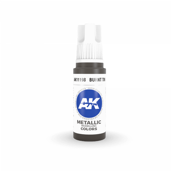 AK Interactive Burnt Tin 3G Metallic Acrylic Paint 17ml Bottle