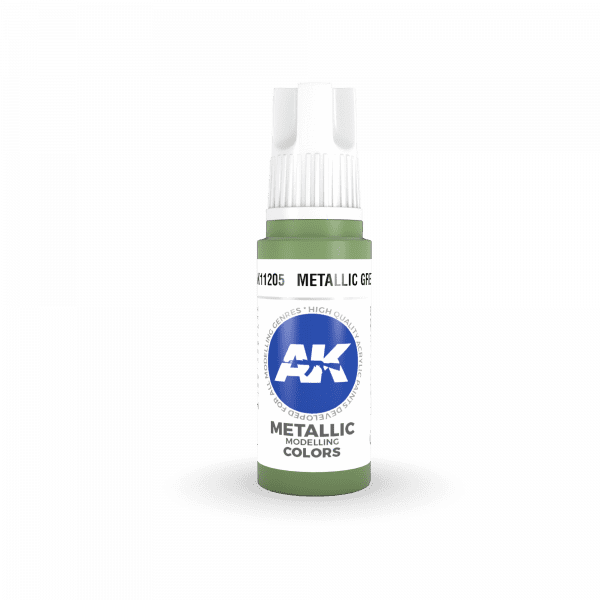 AK Interactive Metallic Green 3G Acrylic Paint 17ml Bottle