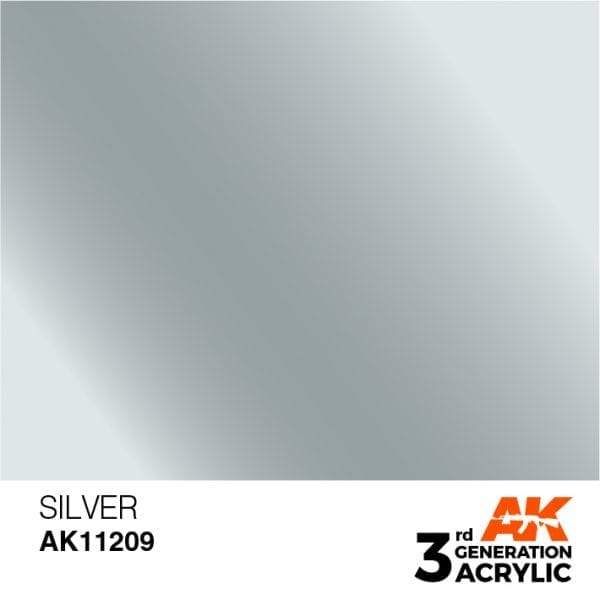 AK Interactive Silver Metallic 3G Acrylic Paint 17ml Bottle