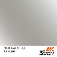 AK Interactive Natural Steel Metallic 3G Acrylic Paint 17ml Bottle