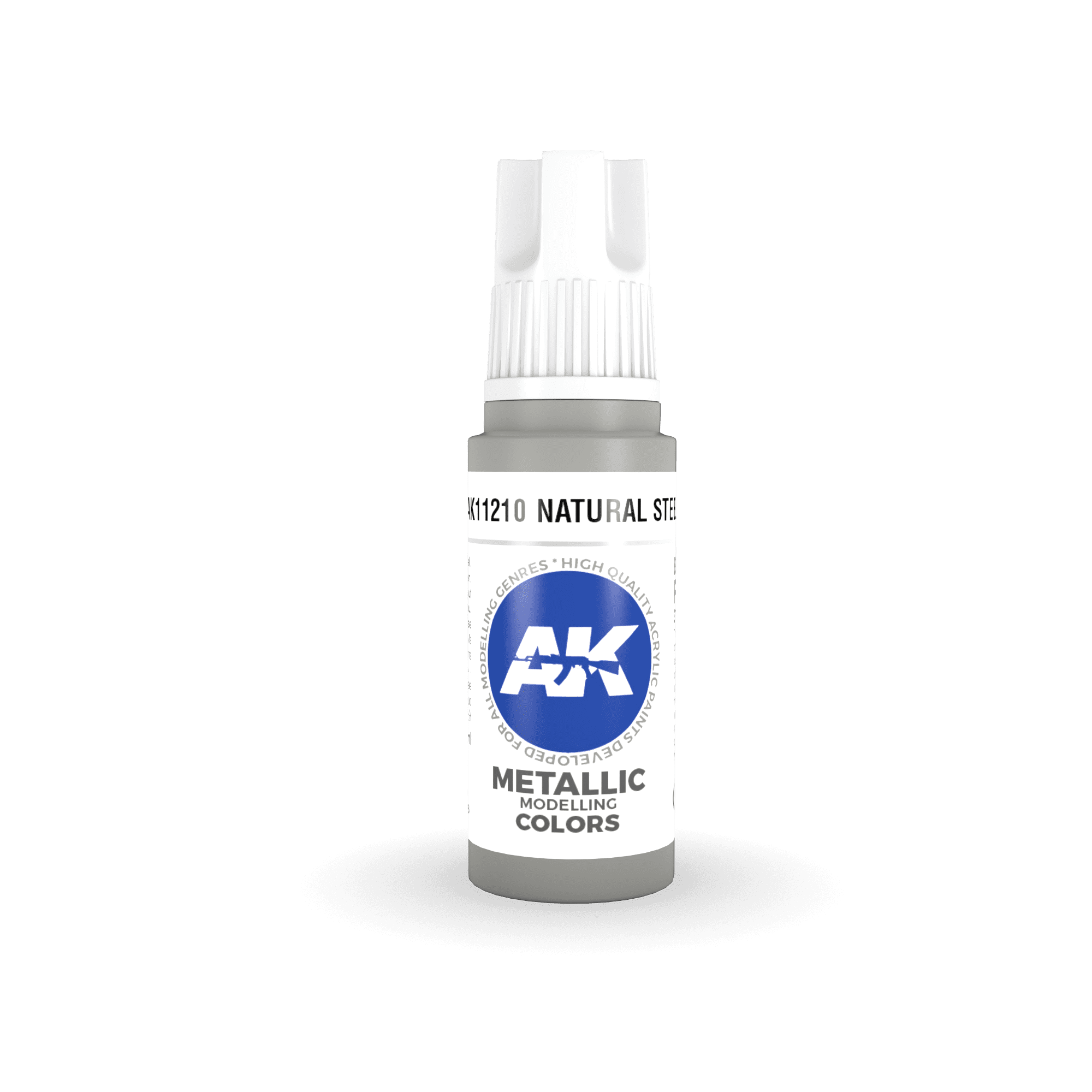 AK Interactive Natural Steel Metallic 3G Acrylic Paint 17ml Bottle