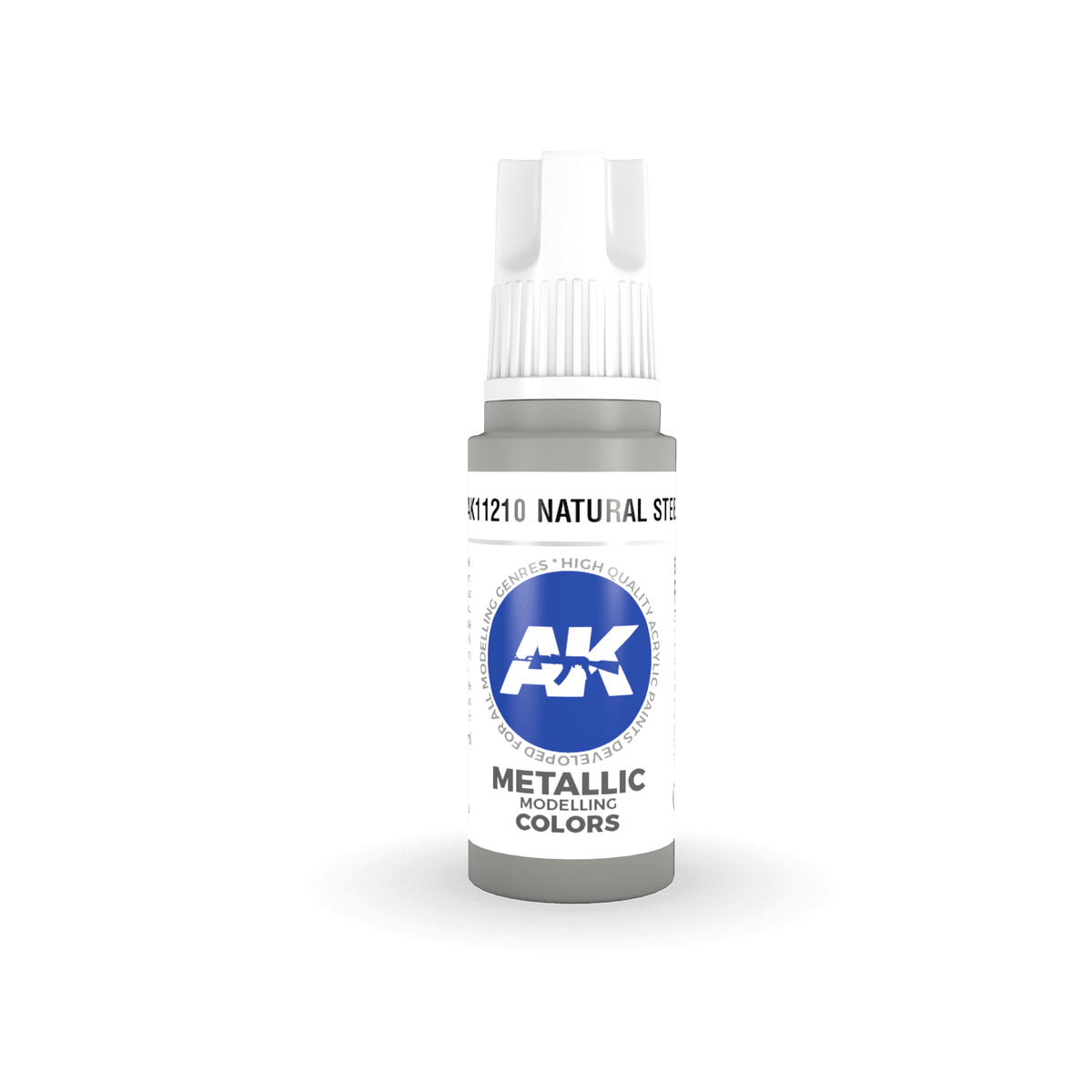 AK Interactive Natural Steel Metallic 3G Acrylic Paint 17ml Bottle
