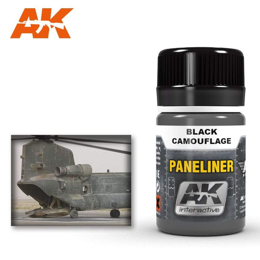 AK Interactive Air Series Panel Liner Black Camouflage Enamel  Paint 35ml Bottle
