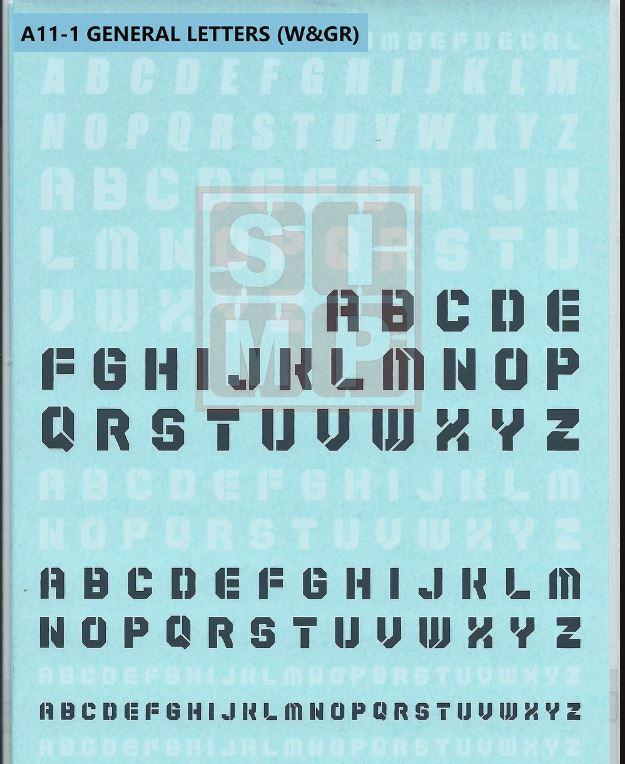 A11-1 General Design Water Decal Letters