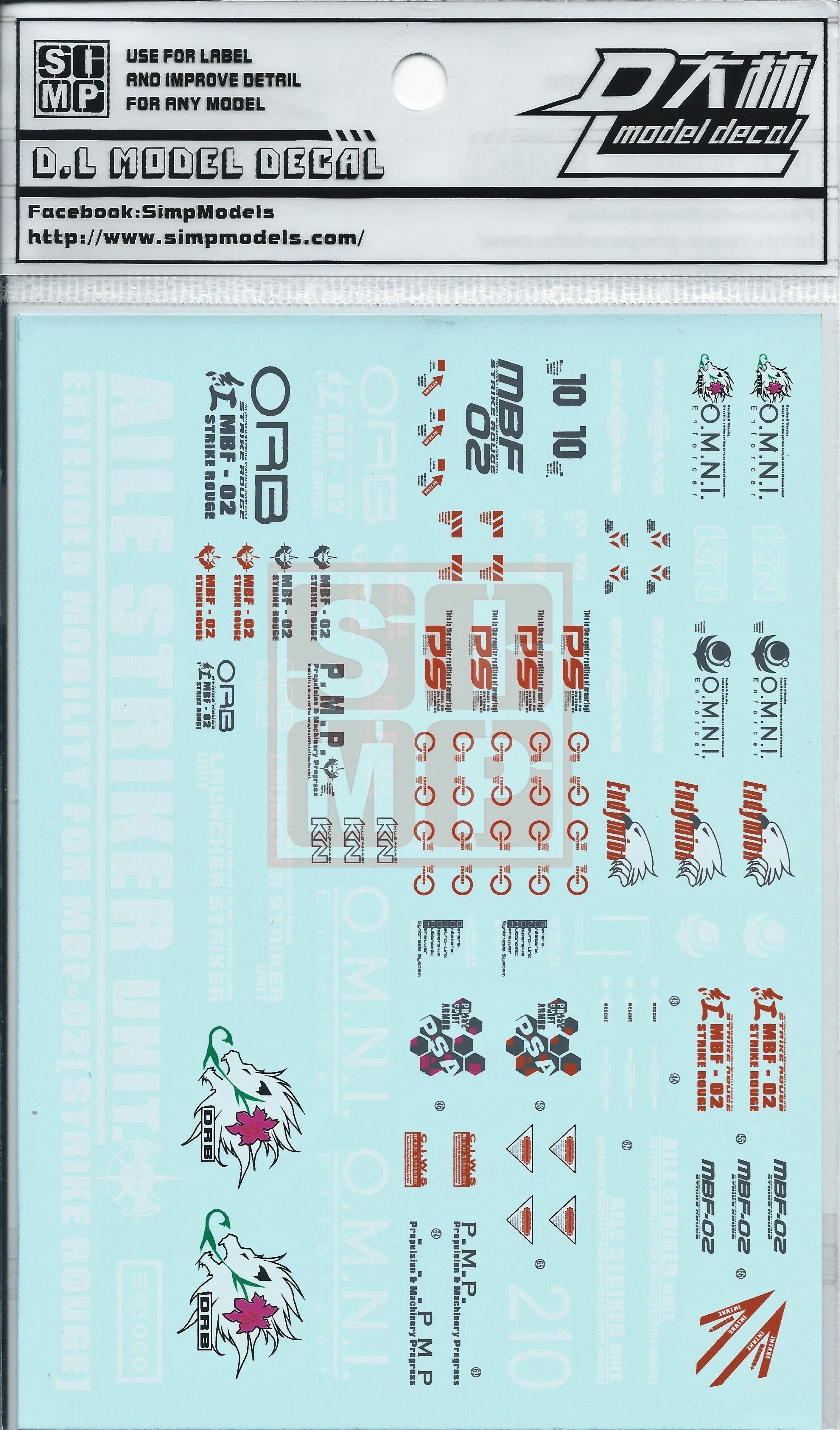 PG Strike rouge Gundam+ Sky grasper Water Slide Decal