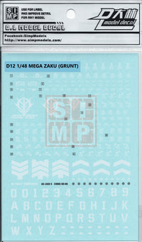 1/48 Mega ZAKU II Green Water Slide Decals