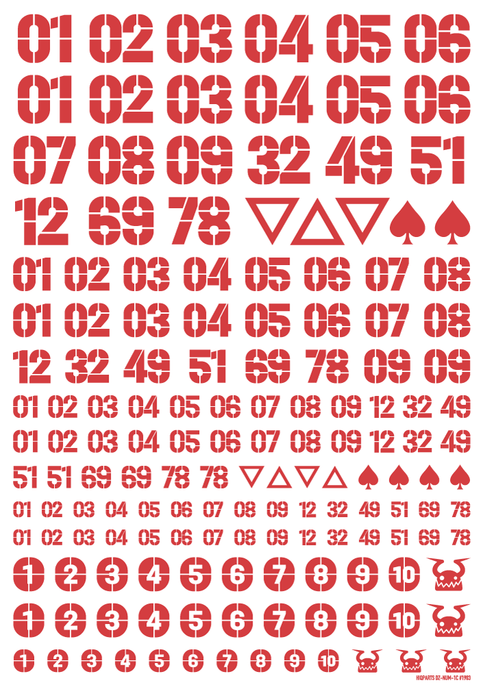 DZ Number Decal Red(1pc)