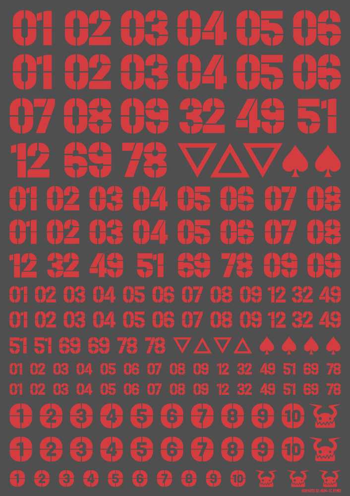 DZ Number Decal Red(1pc)
