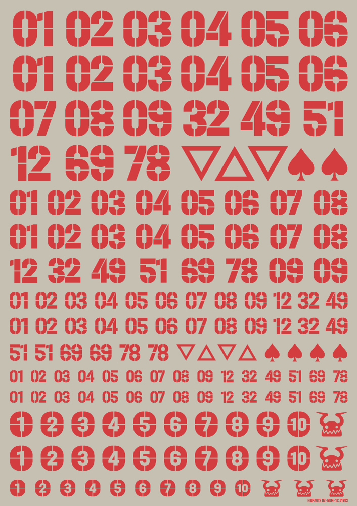 DZ Number Decal Red(1pc)