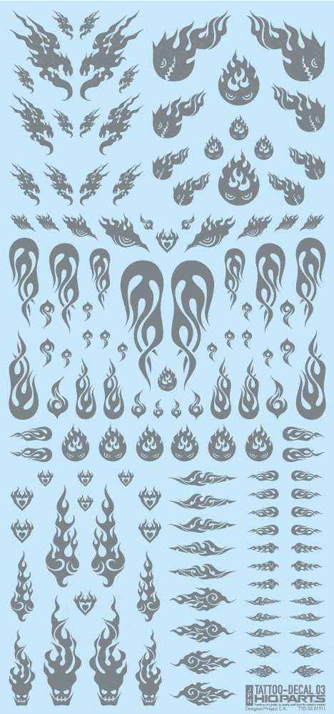 Tattoo Decal 03 "Fire" Clear Black(1pc)