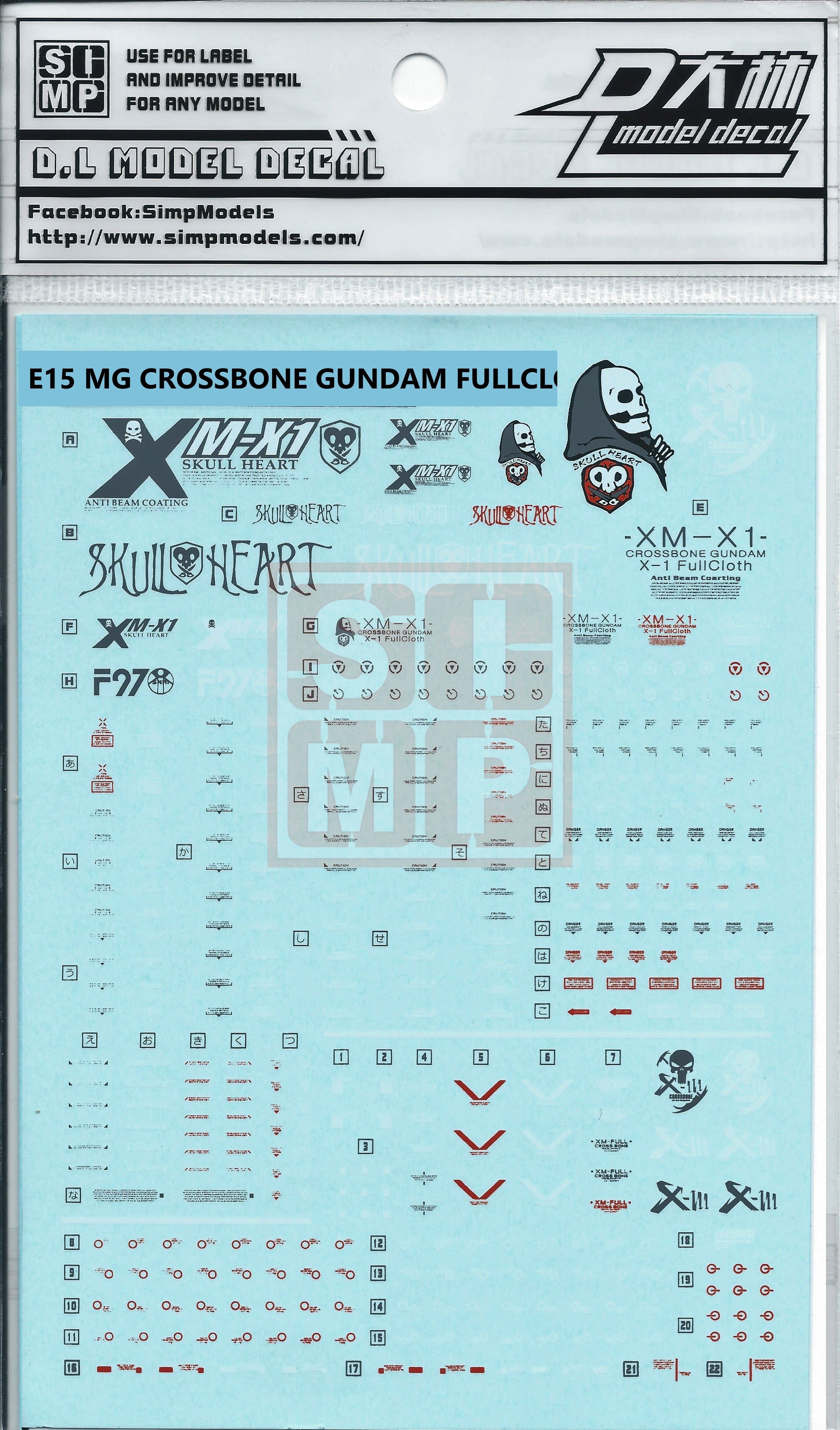 MG Crossbone Full Cloth Gundam Water Slide Decal