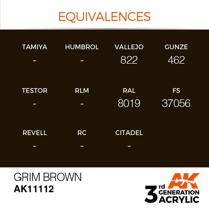 AK Interactive Grim Brown 3G Acrylic Paint 17ml Bottle