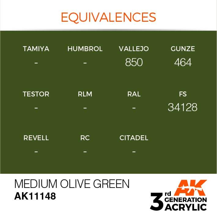 AK Interactive 3rd Gen Acrylic Medium Olive Green 17ml
