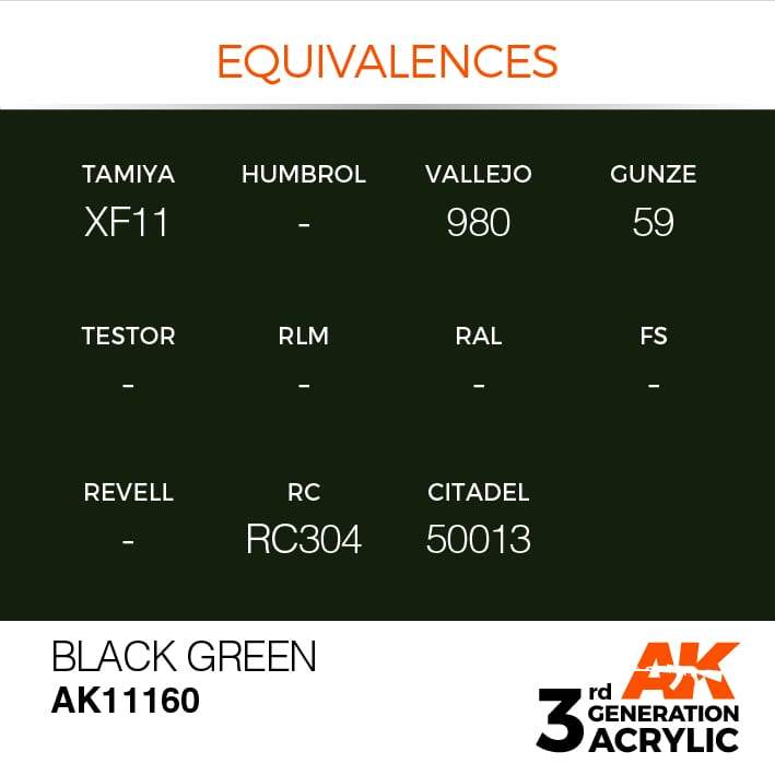 AK Interactive Black Green 3G Acrylic Paint 17ml Bottle