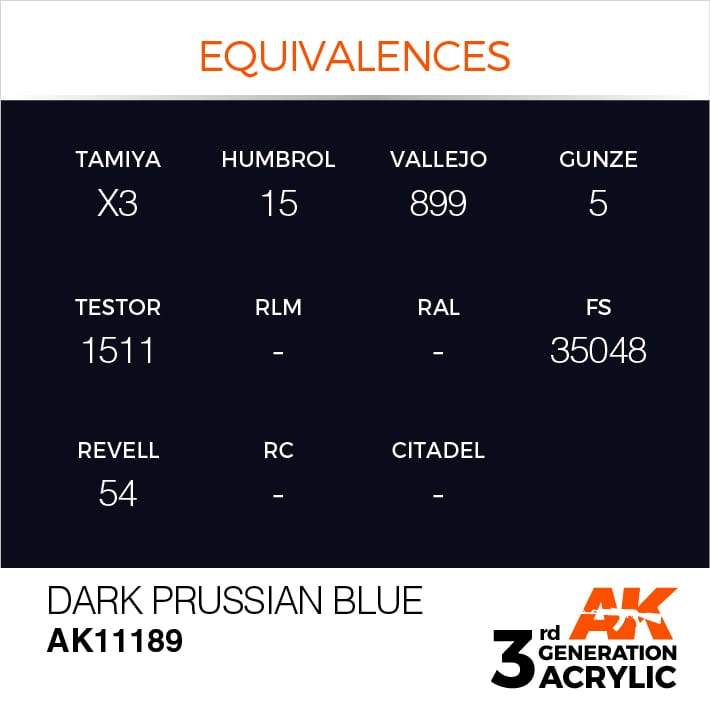 AK Interactive Dark Prussian Blue 3G Acrylic Paint 17ml Bottle