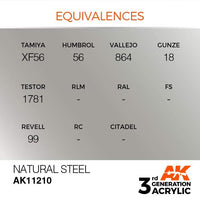 AK Interactive Natural Steel Metallic 3G Acrylic Paint 17ml Bottle