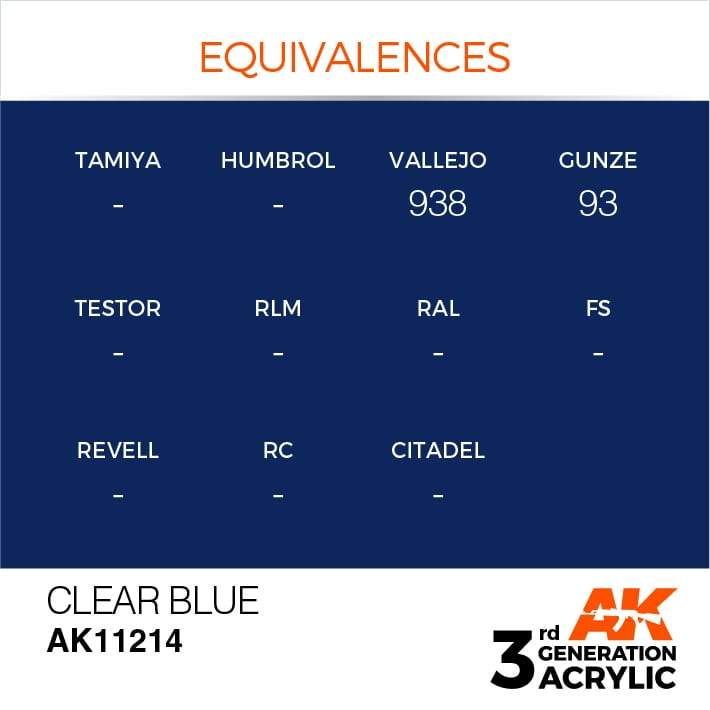 AK Interactive Clear Blue 3G Acrylic Paint 17ml Bottle