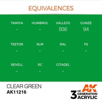 AK Interactive Clear Green 3G Acrylic Paint 17ml Bottle