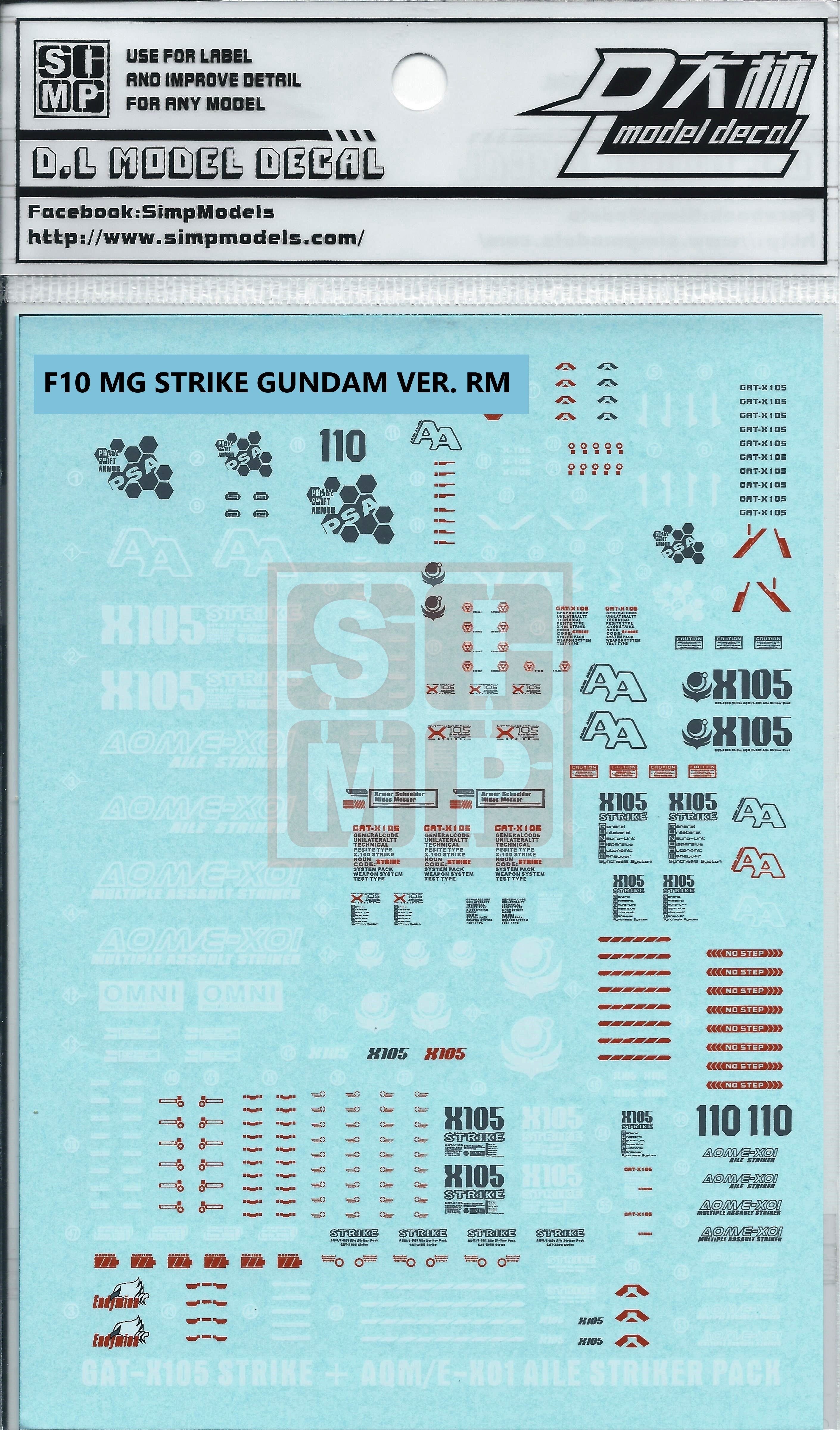 MG Strike Gundam Ver. RM Water Slide Decal