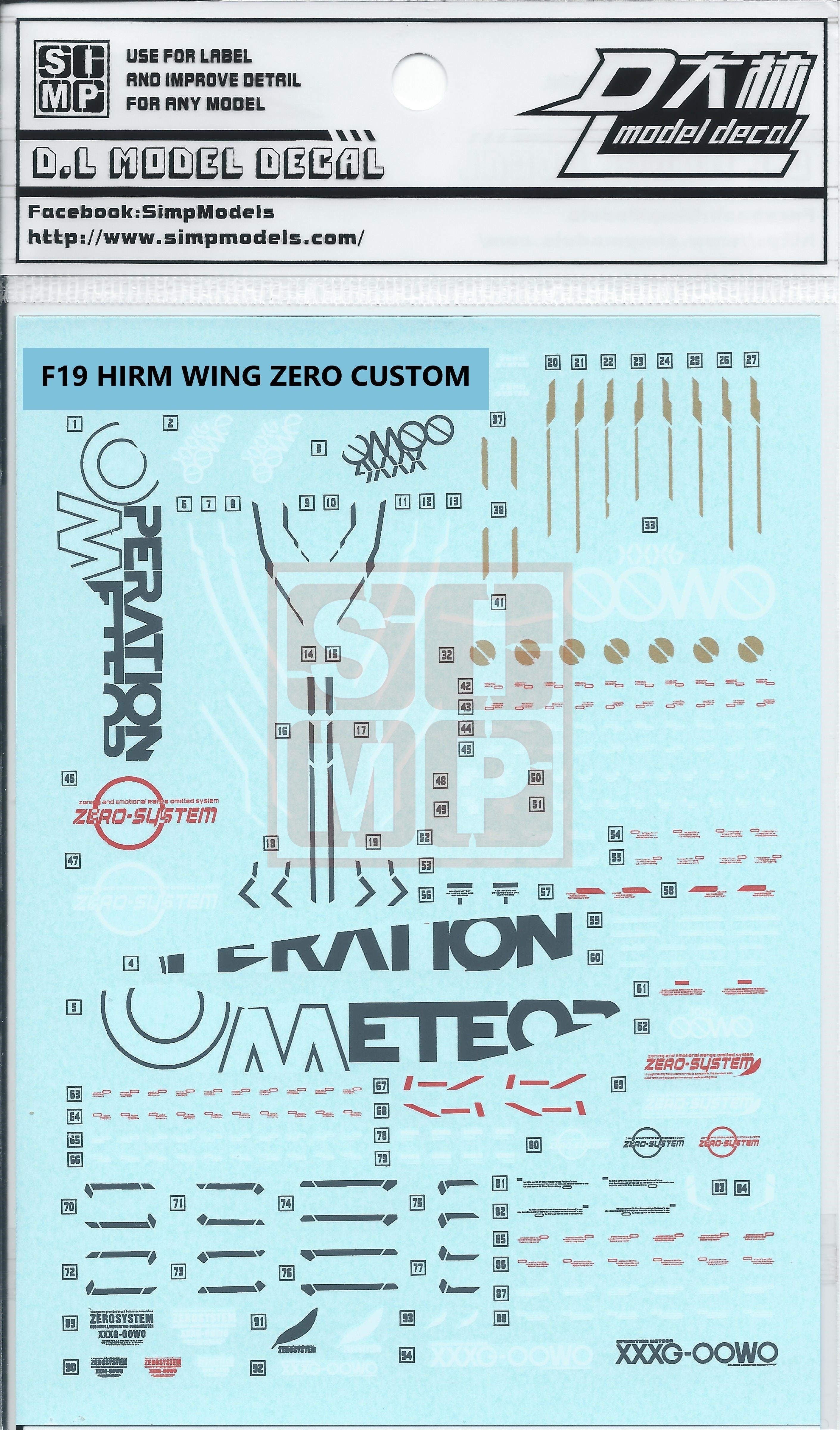 HIRM Wing Zero Custom Water Slide Decal