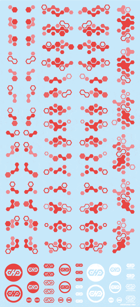 Hex Camouflage Decal 2 Red (1 sheet)