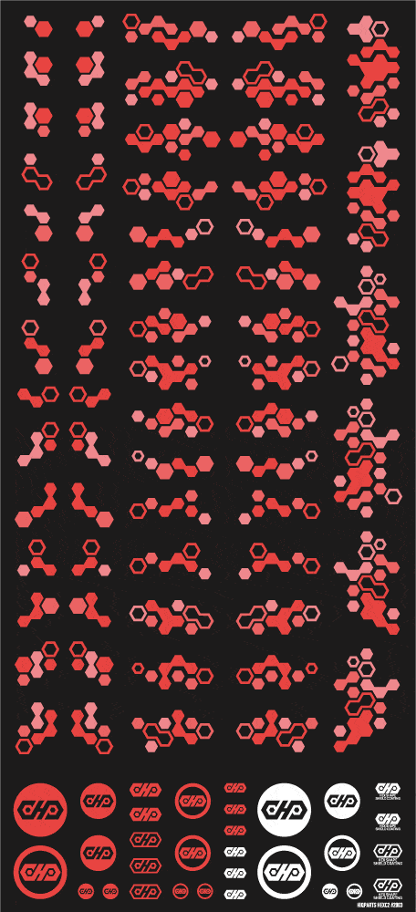 Hex Camouflage Decal 2 Red (1 sheet)