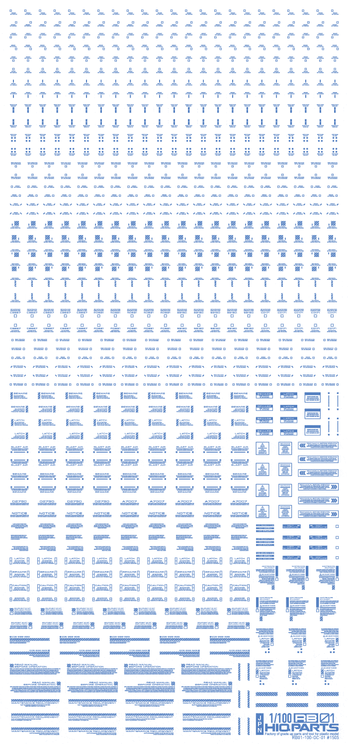 1/100 RB01 Caution Decal One Color Blue(1pc)