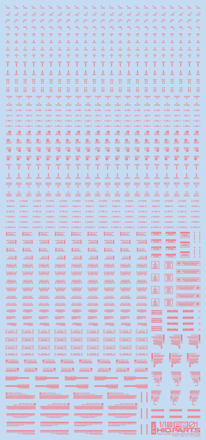 1/100 RB01 Caution Decal Pastel Pink(1pc)
