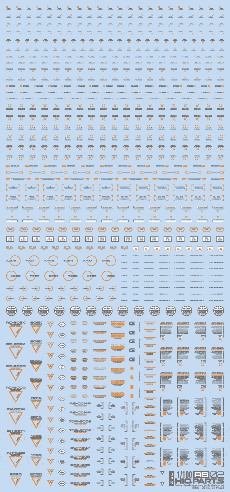 HiQ Parts 1/100 RB02 Caution Decal Gray & Orange (1pc)