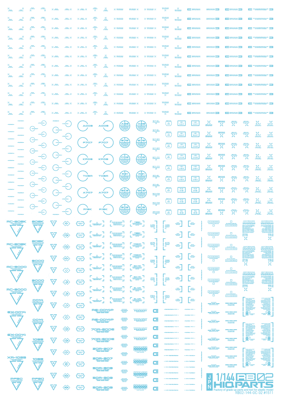 1/144 RB02 Caution Decal Pastel Blue(1pc)