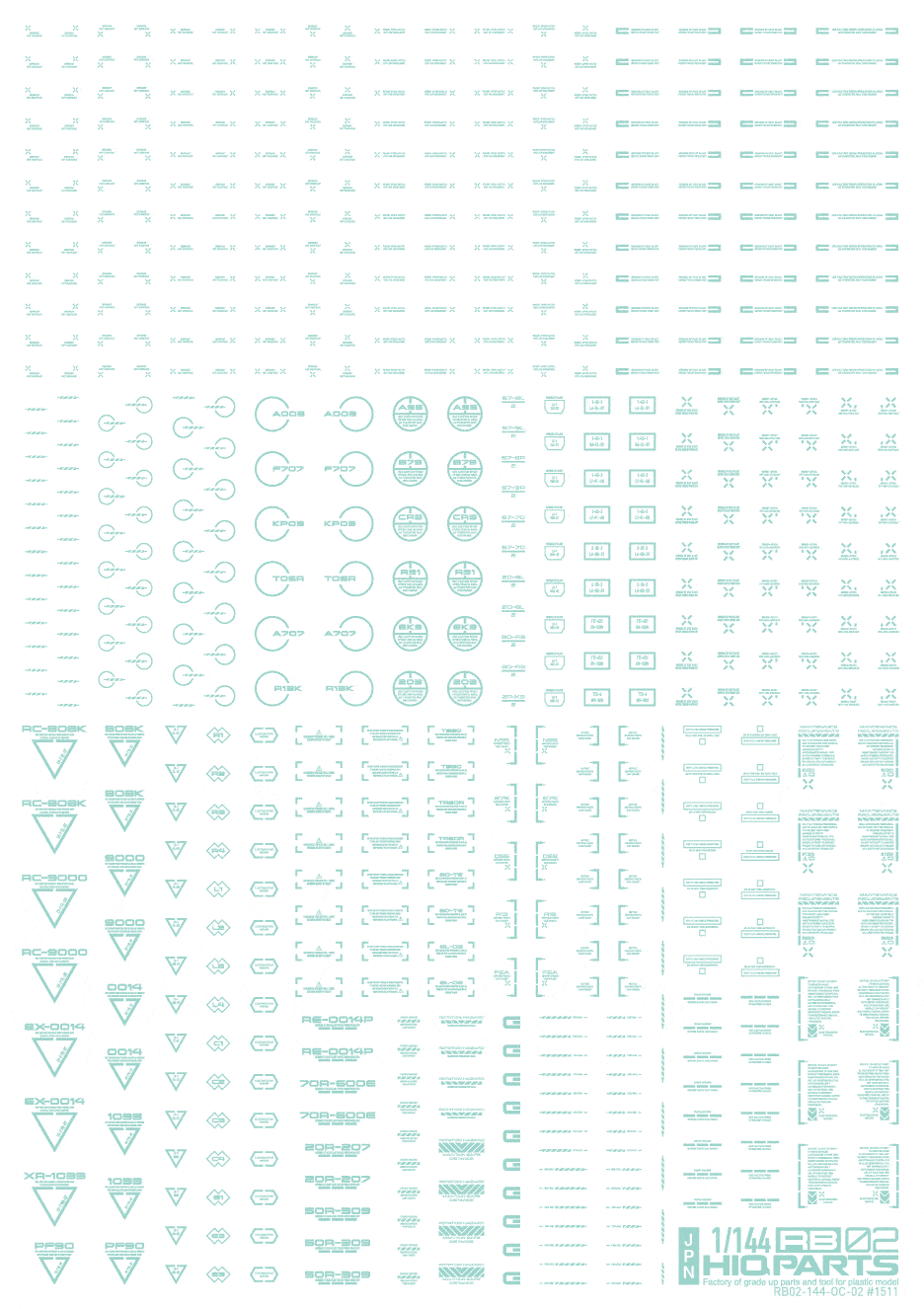1/144 RB02 Caution Decal Pastel Mint(1pc)