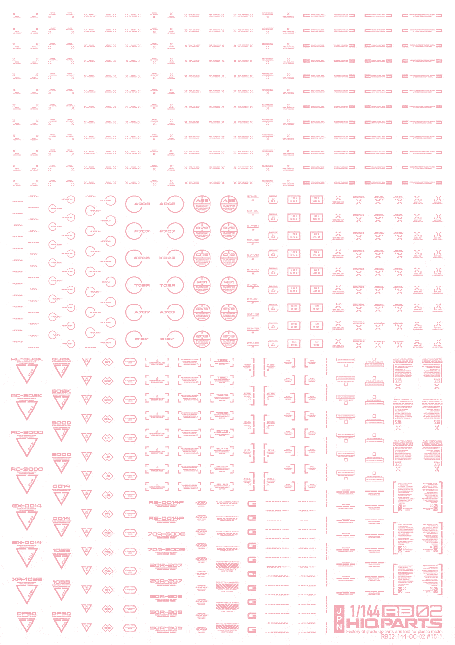 1/144 RB02 Caution Decal Pastel Pink(1pc)