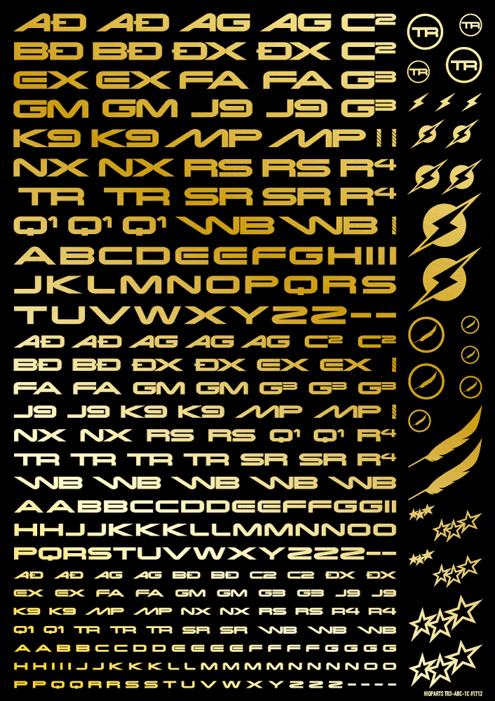 TR Decal 3 Alphabet Gold(1pc)