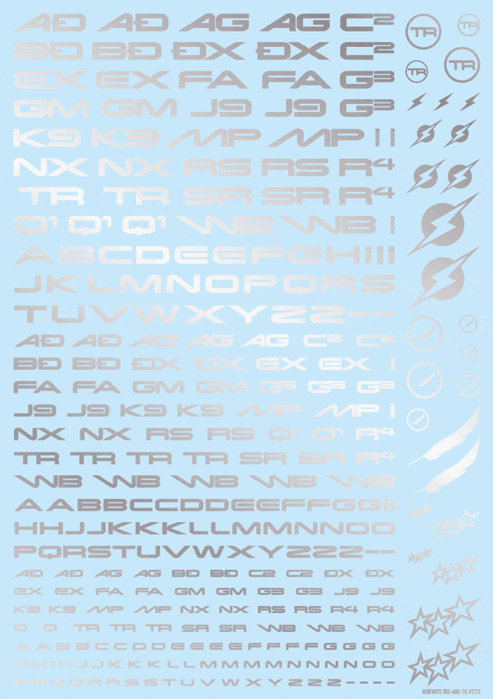 TR Decal 3 Alphabet Silver(1pc)
