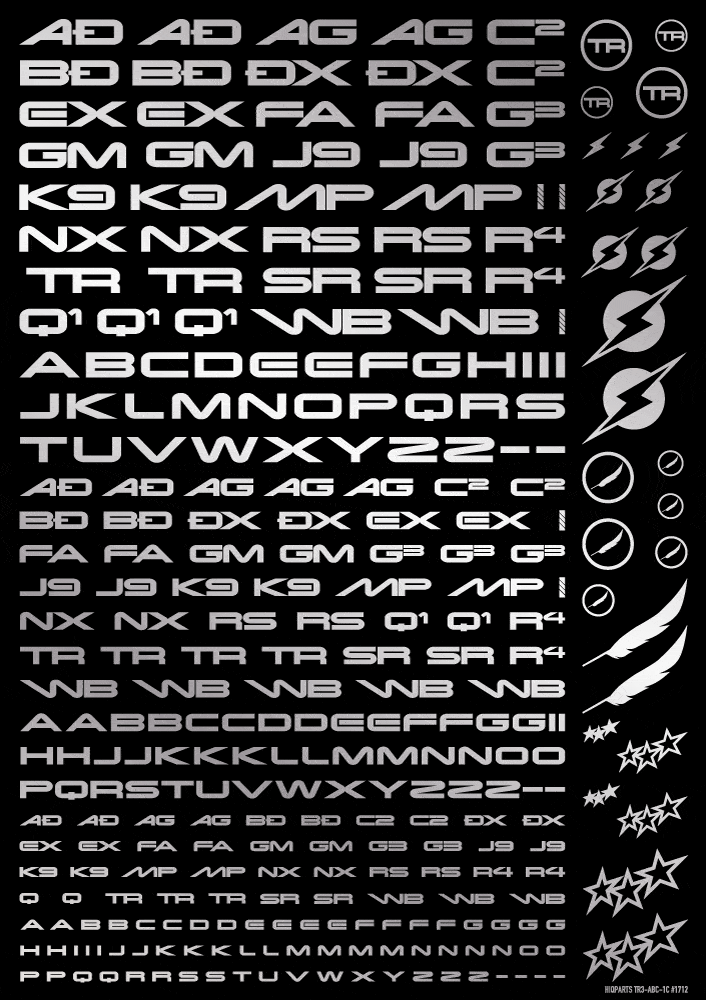 TR Decal 3 Alphabet Silver(1pc)