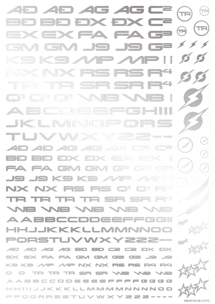 TR Decal 3 Alphabet Silver(1pc)